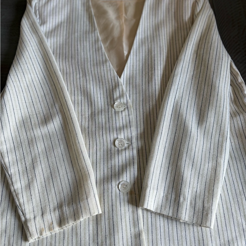 Stand Studio Cream Pinstriped Blazer
